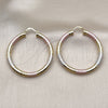 Oro Laminado Large Hoop, Gold Filled Style Hollow Design, Diamond Cutting Finish, Tricolor, 02.213.0313.1.50