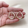 Oro Laminado Small Hoop, Gold Filled Style Hollow Design, Diamond Cutting Finish, Tricolor, 02.170.0310.1.25