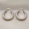 Oro Laminado Medium Hoop, Gold Filled Style Hollow Design, Diamond Cutting Finish, Tricolor, 02.170.0310.1.30