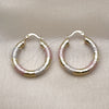Oro Laminado Medium Hoop, Gold Filled Style Hollow Design, Diamond Cutting Finish, Tricolor, 02.213.0759.1.30