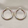 Oro Laminado Medium Hoop, Gold Filled Style Hollow Design, Diamond Cutting Finish, Tricolor, 02.213.0759.1.40