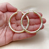 Oro Laminado Large Hoop, Gold Filled Style Hollow Design, Diamond Cutting Finish, Tricolor, 02.213.0759.1.50