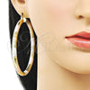 Oro Laminado Extra Large Hoop, Gold Filled Style Hollow Design, Diamond Cutting Finish, Tricolor, 02.213.0759.1.70