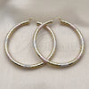 Oro Laminado Extra Large Hoop, Gold Filled Style Hollow Design, Diamond Cutting Finish, Tricolor, 02.213.0759.1.70