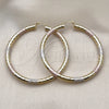 Oro Laminado Extra Large Hoop, Gold Filled Style Hollow Design, Diamond Cutting Finish, Tricolor, 02.213.0759.1.70