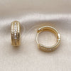 Oro Laminado Huggie Hoop, Gold Filled Style Twist Design, with White Cubic Zirconia, Polished, Golden Finish, 02.283.0243.20
