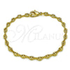 Oro Laminado Fancy Bracelet, Gold Filled Style Puff Mariner Design, Polished, Golden Finish, 04.326.0005.07