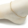 Oro Laminado Fancy Anklet, Gold Filled Style Puff Mariner Design, Polished, Golden Finish, 04.326.0005.10