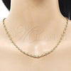 Oro Laminado Fancy Necklace, Gold Filled Style Puff Mariner Design, Polished, Golden Finish, 04.326.0005.18