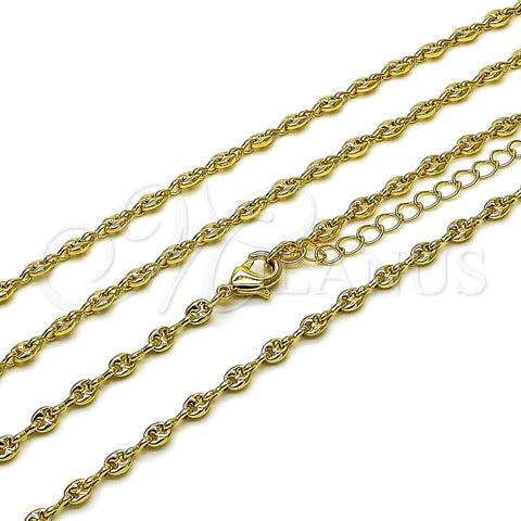 Oro Laminado Fancy Necklace, Gold Filled Style Puff Mariner Design, Polished, Golden Finish, 04.326.0005.18