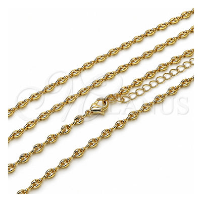 Oro Laminado Fancy Necklace, Gold Filled Style Puff Mariner Design, Polished, Golden Finish, 04.326.0005.18 (04 MM Thickness, 18 Inches Length)