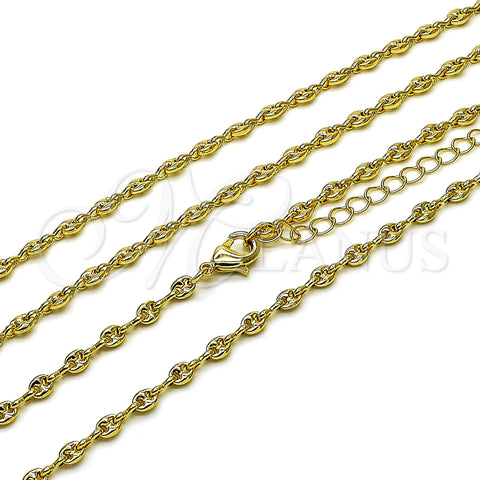 Oro Laminado Fancy Necklace, Gold Filled Style Puff Mariner Design, Polished, Golden Finish, 04.326.0005.18 (04 MM Thickness, 18 Inches Length)