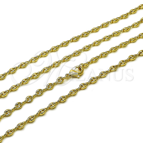 Oro Laminado Fancy Necklace, Gold Filled Style Puff Mariner Design, Polished, Golden Finish, 04.326.0005.22 (04 MM Thickness, 22 Inches Length)