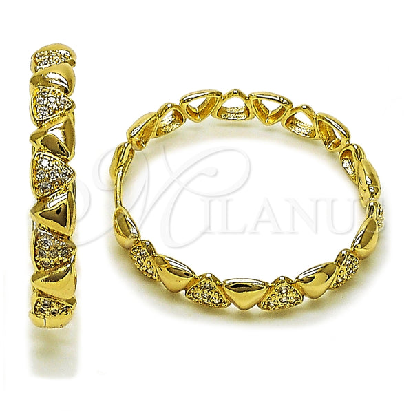 Gold Filled Hoop Earrings — Huggie Hoop with White Micro Pave Polished 02. — main product view — SKU 159432 | Oro Laminado aretes de aro — Huggie Hoop with blanco Micro Pave pulido 02. — SKU 159432