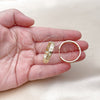 Oro Laminado Huggie Hoop, Gold Filled Style Heart Design, with White Micro Pave, Polished, Golden Finish, 02.204.0057.30