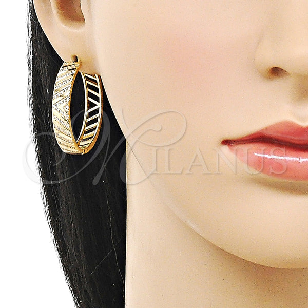 Gold Filled Hoop Earrings — Huggie Hoop with White Micro Pave Polished 02. — alternate product view — SKU 159437 | Oro Laminado aretes de aro — Huggie Hoop with blanco Micro Pave pulido 02. — SKU 159437