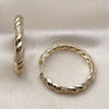 Oro Laminado Huggie Hoop, Gold Filled Style Twist Design, with White Cubic Zirconia, Polished, Golden Finish, 02.204.0060.40
