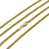 Oro Laminado Basic Necklace, Gold Filled Style Miami Cuban Design, Diamond Cutting Finish, Golden Finish, 04.63.1424.22