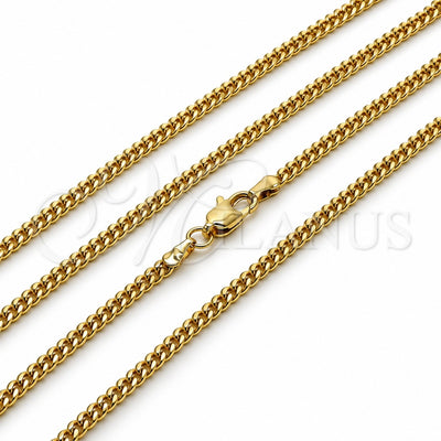 Oro Laminado Basic Necklace, Gold Filled Style Miami Cuban Design, Diamond Cutting Finish, Golden Finish, 04.63.1424.22 (0.80 Gauge, Thickness, 22 Inches Length)