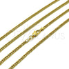 Oro Laminado Basic Necklace, Gold Filled Style Miami Cuban Design, Diamond Cutting Finish, Golden Finish, 04.63.1424.24 (0.80 Gauge, 03 MM Thickness, 24 Inches Length)