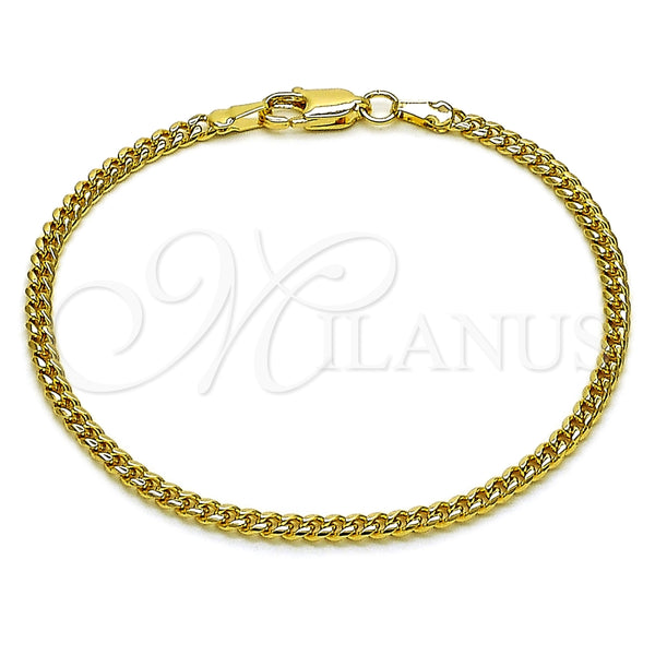 Oro Laminado Basic Bracelet, Gold Filled Style Miami Cuban Design, Diamond Cutting Finish, Golden Finish, 04.63.1424.07