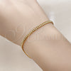 Oro Laminado Basic Bracelet, Gold Filled Style Miami Cuban Design, Diamond Cutting Finish, Golden Finish, 04.63.1424.07 (0.80 Gauge, 03 MM Thickness, 7 Inches Length)