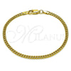 Oro Laminado Basic Bracelet, Gold Filled Style Miami Cuban Design, Diamond Cutting Finish, Golden Finish, 04.63.1424.07 (0.80 Gauge, 03 MM Thickness, 7 Inches Length)