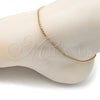 Oro Laminado Basic Anklet, Gold Filled Style Miami Cuban Design, Diamond Cutting Finish, Golden Finish, 04.63.1424.10