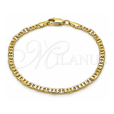 Oro Laminado Basic Bracelet, Gold Filled Style Mariner Design, Diamond Cutting Finish, Golden Finish, 5.222.026.07 (0.80 Gauge, 03 MM Thickness, 7 Inches Length)
