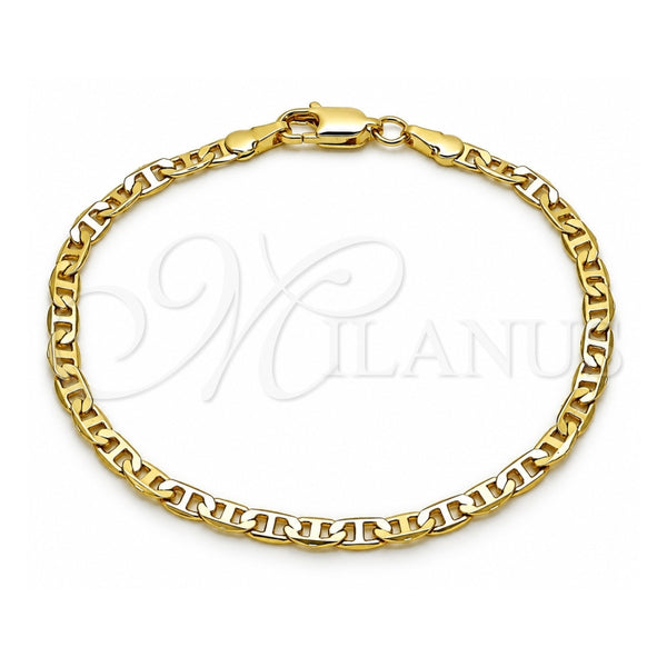 Oro Laminado Basic Bracelet, Gold Filled Style Mariner Design, Diamond Cutting Finish, Golden Finish, 5.222.026.07 (0.80 Gauge, 03 MM Thickness, 7 Inches Length)