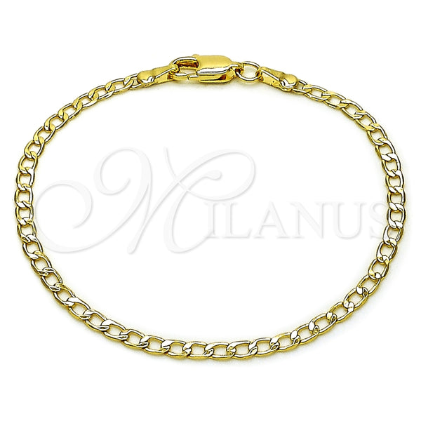 Oro Laminado Basic Bracelet, Gold Filled Style Curb Design, Diamond Cutting Finish, Golden Finish, 5.222.007.07