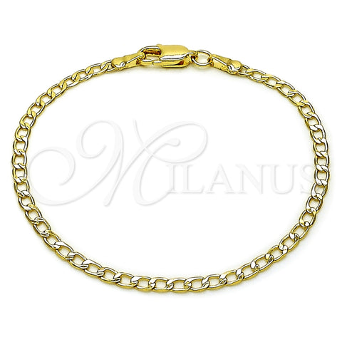 Oro Laminado Basic Bracelet, Gold Filled Style Curb Design, Diamond Cutting Finish, Golden Finish, 5.222.007.07
