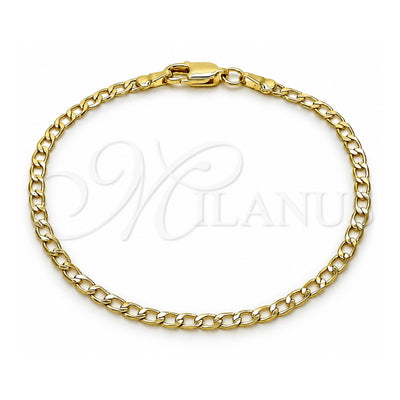Oro Laminado Basic Bracelet, Gold Filled Style Curb Design, Diamond Cutting Finish, Golden Finish, 5.222.007.07 (Thickness, 8 Inches Length)