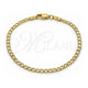 Pulsera Básica 5.222.007.07 Oro Laminado, Diseño de Cubana, Diamantado, Tono Dorado (Grosor 03.3 MM, 8 Pulgadas de Largo)