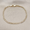 Oro Laminado Basic Bracelet, Gold Filled Style Figaro Design, Diamond Cutting Finish, Golden Finish, 5.222.017.07