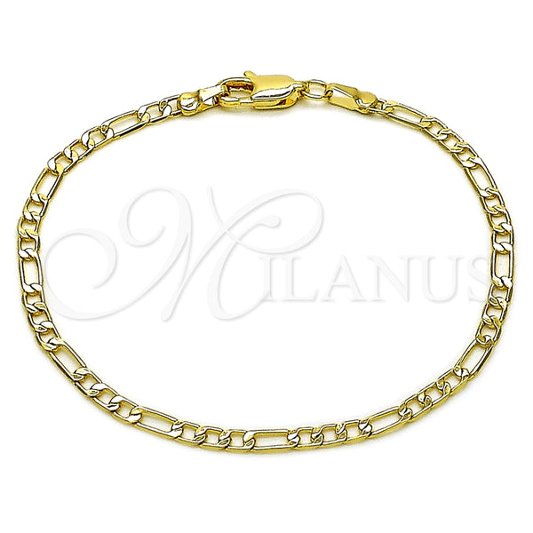 Oro Laminado Basic Bracelet, Gold Filled Style Figaro Design, Diamond Cutting Finish, Golden Finish, 5.222.017.07