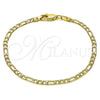 Oro Laminado Basic Bracelet, Gold Filled Style Figaro Design, Diamond Cutting Finish, Golden Finish, 5.222.017.07