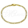 Oro Laminado Basic Bracelet, Gold Filled Style Figaro Design, Diamond Cutting Finish, Golden Finish, 5.222.017.07 (0.80 Gauge, 03 MM Thickness, 7 Inches Length)