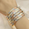 Gold Plated Dozen Bangle, Diamond Cutting Finish, Tricolor, 03.08.0088.08 (06 MM Thickness, Size 7 (3.00 Diameter))
