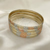 Gold Plated Dozen Bangle, Diamond Cutting Finish, Tricolor, 03.08.0088.08 (06 MM Thickness, Size 7 (3.00 Diameter))