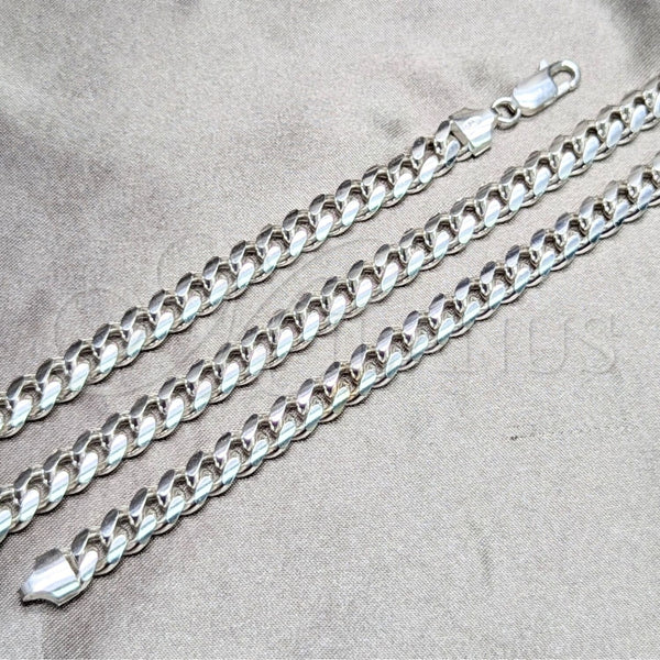 Sterling Silver Basic Necklace, Miami Cuban Design, Polished, Silver Finish, 04.420.0007.26