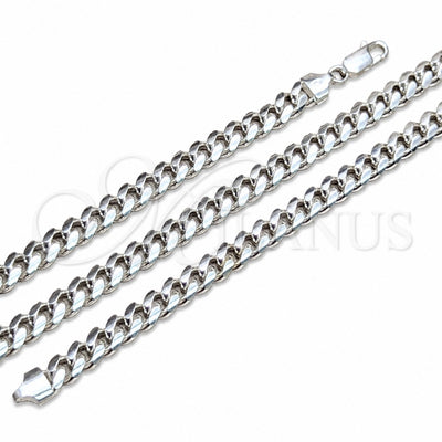 Sterling Silver Basic Necklace, Miami Cuban Design, Polished, Silver Finish, 04.420.0007.26 (200 Gauge, 07 MM Thickness, 26 Inches Length)
