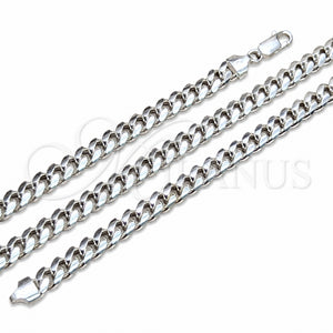 Sterling Silver Basic Necklace, Miami Cuban Design, Polished, Silver Finish, 04.420.0007.26 (200 Gauge, 07 MM Thickness, 26 Inches Length)