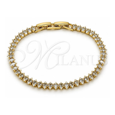 Oro Laminado Tennis Bracelet, Gold Filled Style with White Cubic Zirconia, Polished, Golden Finish, 03.213.0344.07 (05 MM Thickness, 8 Inches Length)