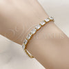Oro Laminado Tennis Bracelet, Gold Filled Style Baguette Design, with White Cubic Zirconia, Polished, Golden Finish, 03.213.0345.07