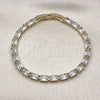 Oro Laminado Tennis Bracelet, Gold Filled Style Baguette Design, with White Cubic Zirconia, Polished, Golden Finish, 03.213.0345.07