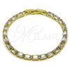 Oro Laminado Tennis Bracelet, Gold Filled Style Baguette Design, with White Cubic Zirconia, Polished, Golden Finish, 03.213.0345.07