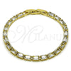 Oro Laminado Tennis Bracelet, Gold Filled Style Baguette Design, with White Cubic Zirconia, Polished, Golden Finish, 03.213.0345.07 (04 MM Thickness, 8 Inches Length)