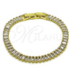 Oro Laminado Tennis Bracelet, Gold Filled Style Baguette Design, with White Cubic Zirconia, Polished, Golden Finish, 03.130.0005.5.07