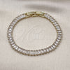 Oro Laminado Tennis Bracelet, Gold Filled Style Baguette Design, with White Cubic Zirconia, Polished, Golden Finish, 03.130.0005.5.07 (05 MM Thickness, 7 Inches Length)